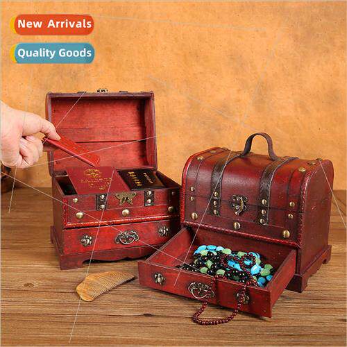 Chinese retro wooden dresser box jewelry box necklace ring I