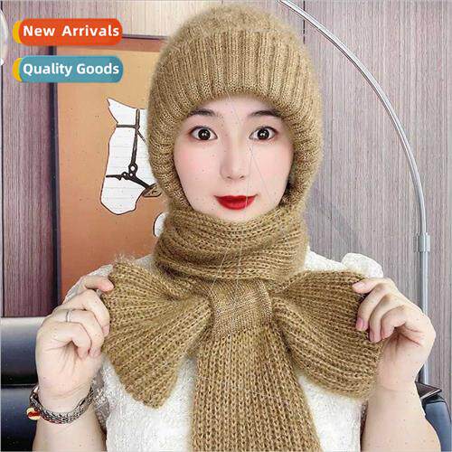 Hat women fall winter squirrel velvet hat scarf all-in-one w