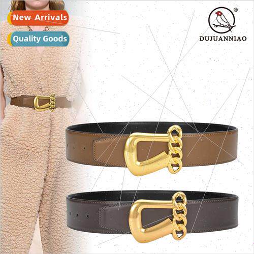 Wide belt women su assembly skirt coat sweater nch coat pers