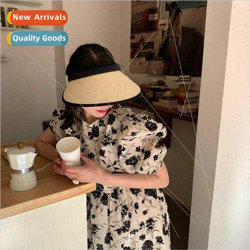 Vinyl Hard Top Straw Hollow Hat Women Large Brim UV Shade Ha