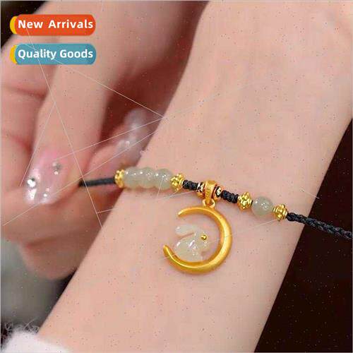 Cute ttle Jade Rabb Bracelet Female Red Rope Zodiac Braided