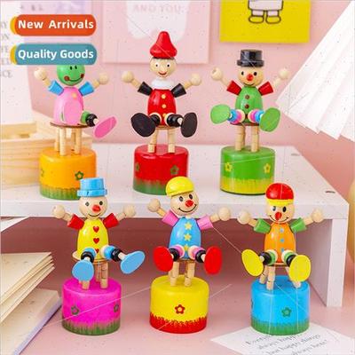 Swinging wooden clown will dance barrel toy desktop ornament