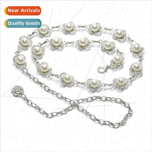 Women new metal waist chain ethnic wind pearl sailor dance b