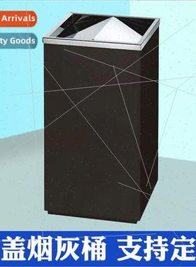 Stainless Steel Trash Can wh d Square Seated Ashtray Flip To