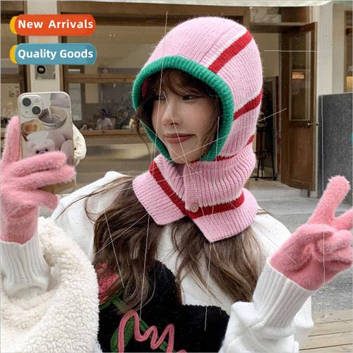 Three-color fark cap halter hat button kn cap warm neck prot