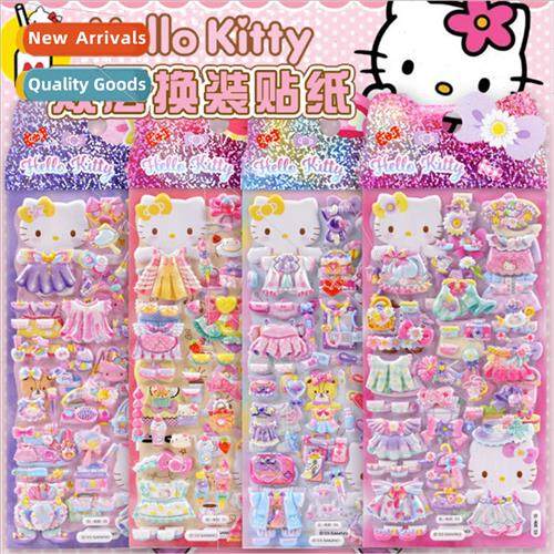 Sanrio kt cartoon dress up double layer stickers new girls t