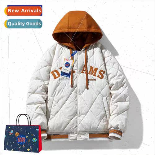 diamond plaid cotton jacket men winter 2023 new tide thicken