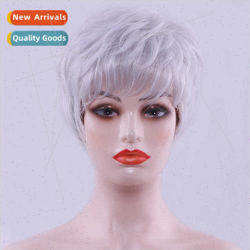 Whole head set source wig female short hair flower whe natur