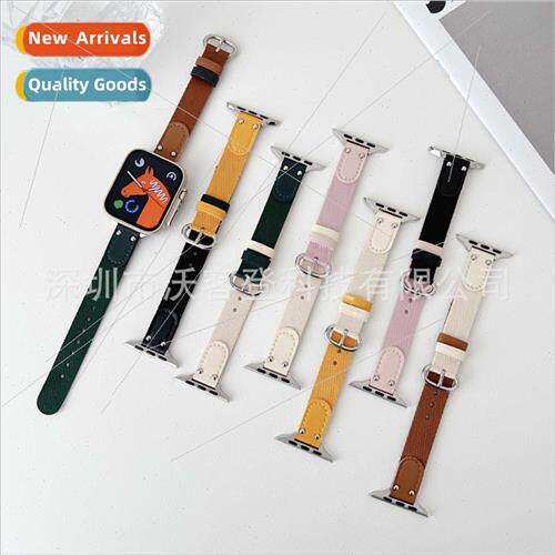 适用apple watch jeep color blocking leather strap apple watc