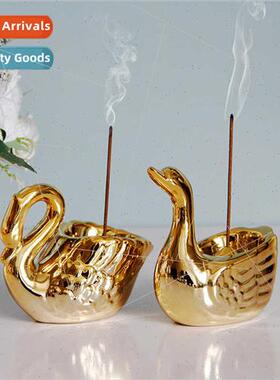 Creative gold light luxury swan incense stick ceramic travel