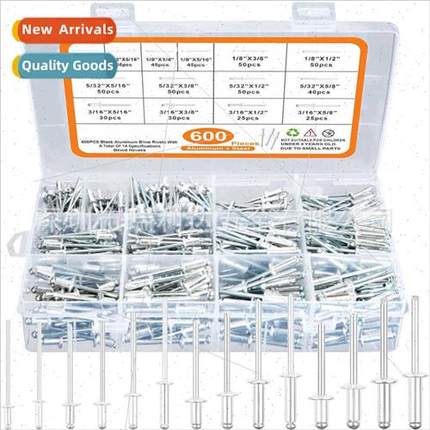 600pcs Aluminum Blind Rivets Pull Rivets Rivet Set Combinati
