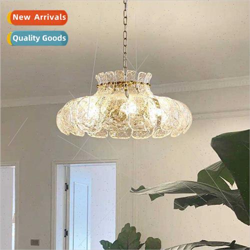 French vintage copper glass chandelier ice melted glass dini