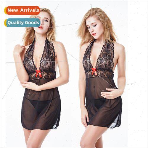 Funny lingerie neck hanging gauze lace skirt sexy nightdress