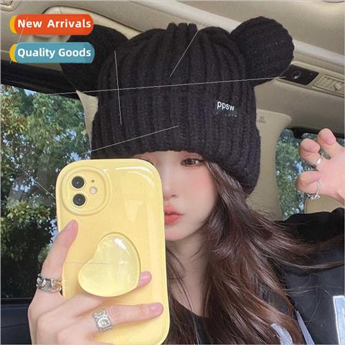 Cat ears knted cap female autumn winter warm thickened ear p