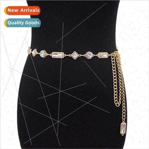 Summer new ladies belt casual decoration acrylic crystal met