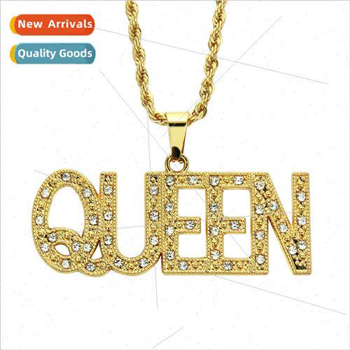 Europe Necklace Hip Hop Diamonds Queen Letter Pendant Pendan