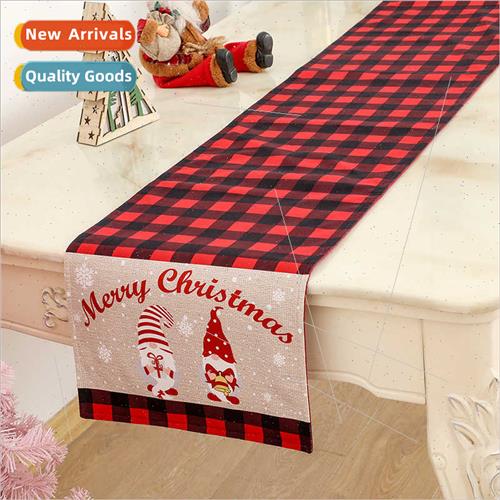 2023 Christmas Gnome Faceless Old Man Black Red Plaid Table