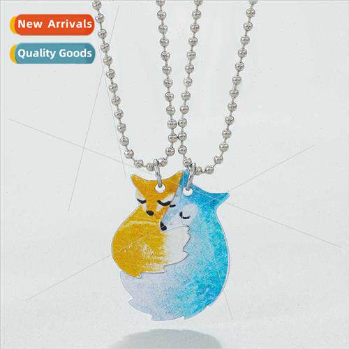 Europe popular stainless steel cute fox embrace big bad wolf