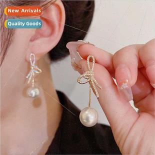 fashion zirconia bow 2022 pearl new hanging earrings summer