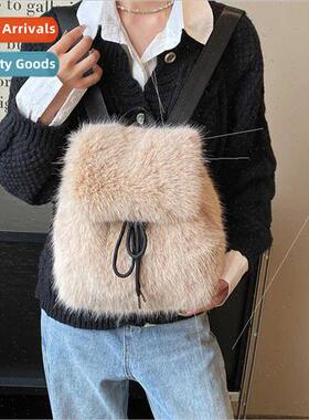 Pure color fluffy fashion women bag 2023 shoulder bag Autumn
