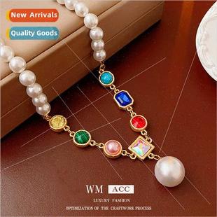 bead pearl splicing necklace match Colorful Hundred crystal