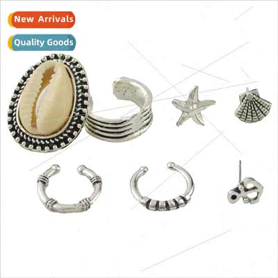 New Europe fashion retro bohemian shell starfish earrings se