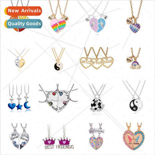 alloy oil drop BFF good friends patchwork unicorn necklace l