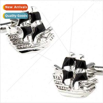 Electroplated Black Pirate Ship Sailing Ship Cufflinks Men F
