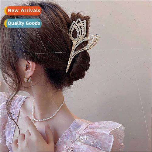 Tulip Flower Scratch Clip Hair Clip Back Head Female Pearl R