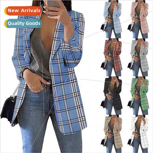 2023 new fashion plaid casual su lapel Slim cardigan su jack