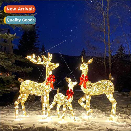 3pcs 2D Deer Christmas Decor LED ght Glowing Garden Decora