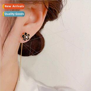 Camellia ear wires niche long tassel earrings 2023 new tide