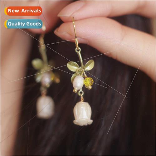 French Vintage Palace Handmade Niche Bell Orchid Flower Earr