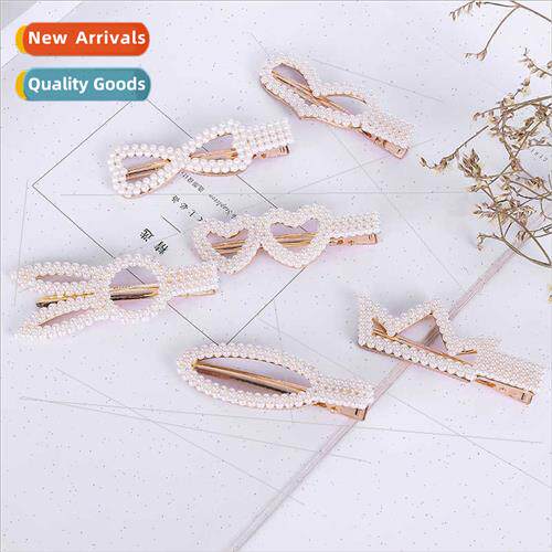 Korea gold stainless steel pearl hair clip hairpin bb clip o