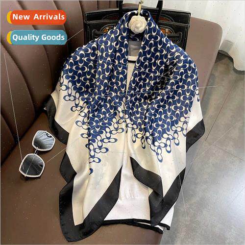 New circle letters simulation silk printing 90cm silk scarf
