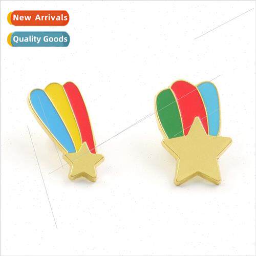 cute meteor shower  rainbow color stars together metal brooc