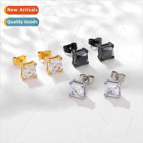 Stainless steel zirconia earrings适用men women titanium stee