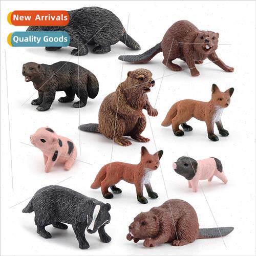 Forest animal set model fox wolverine beaver piglet desktop