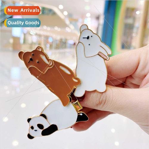 Cartoon panda bear hairpin ins cute bangs clip Korean simple