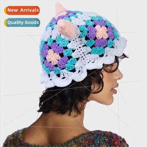 Fishermans hat Japanese retro hollow flowers hand-knted croc