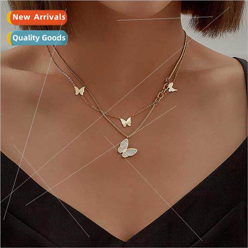 Europe new tanium steel necklace French super fairy double s