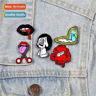 Fun pins Creative oil enamel eyes mouths red clothes pills c