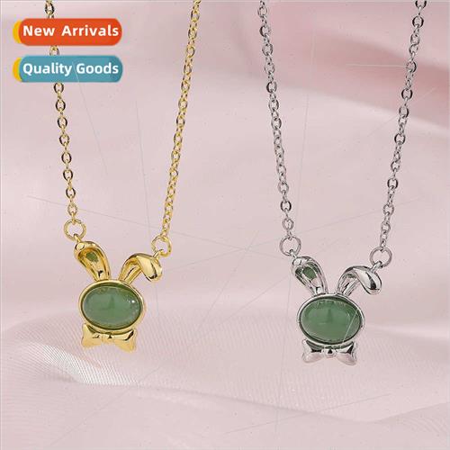 Interlude Bow Bunny Necklace Bunny Ears Pendant Tourmaline C