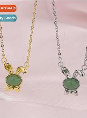 Interlude Bow Bunny Necklace Bunny Ears Pendant Tourmaline C