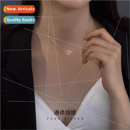 S925 silver simple geometric circle crossover necklace women