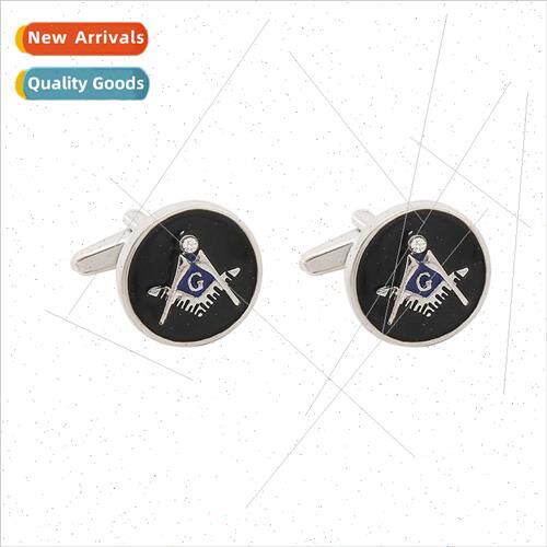 New Masonic Round Baked Cufflinks Fashion French Shirt cuffl