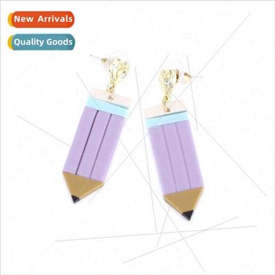 cute teacher day colorful soft ceramic pencil earrings creat