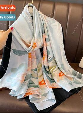 2023 new fashion printing silk scarf female spring autumn te
