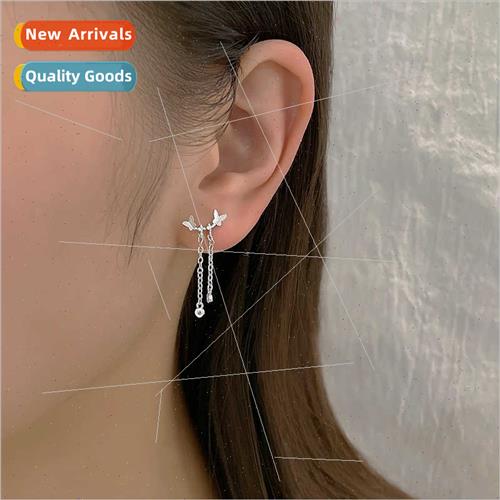 Double butterfly short earrings female simple Mori ins Korea