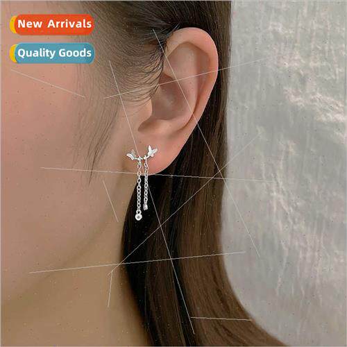 Double butterfly short earrings female simple Mori ins Korea